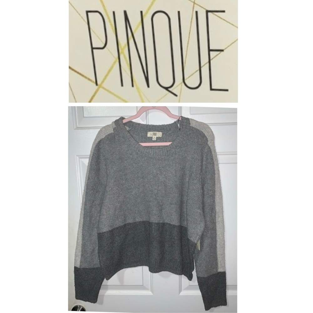 🥶 PINQUE Tri-color Gray Crewneck Sweater NWT XXL